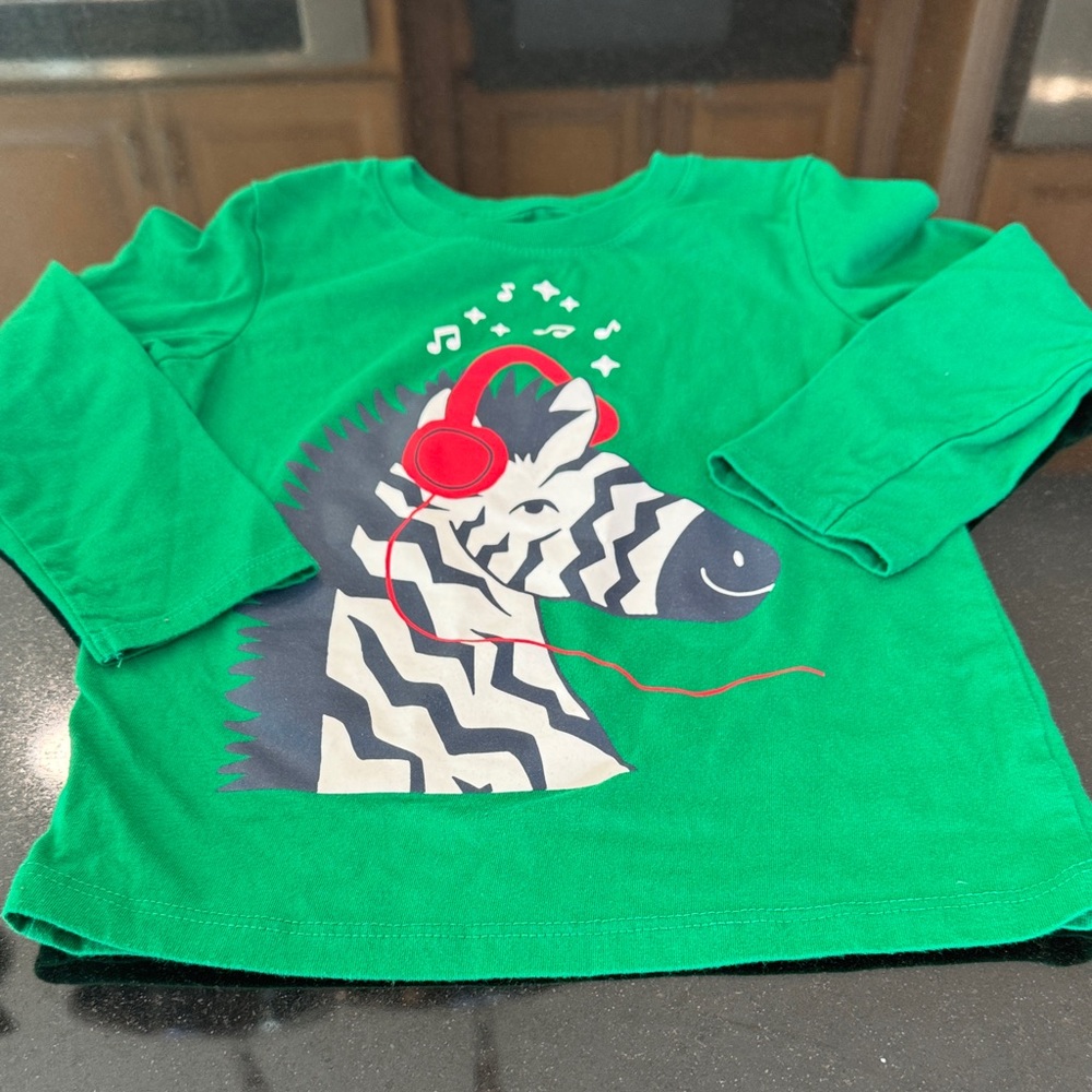 Cat & Jack Green Zebra Long Sleeve Tee